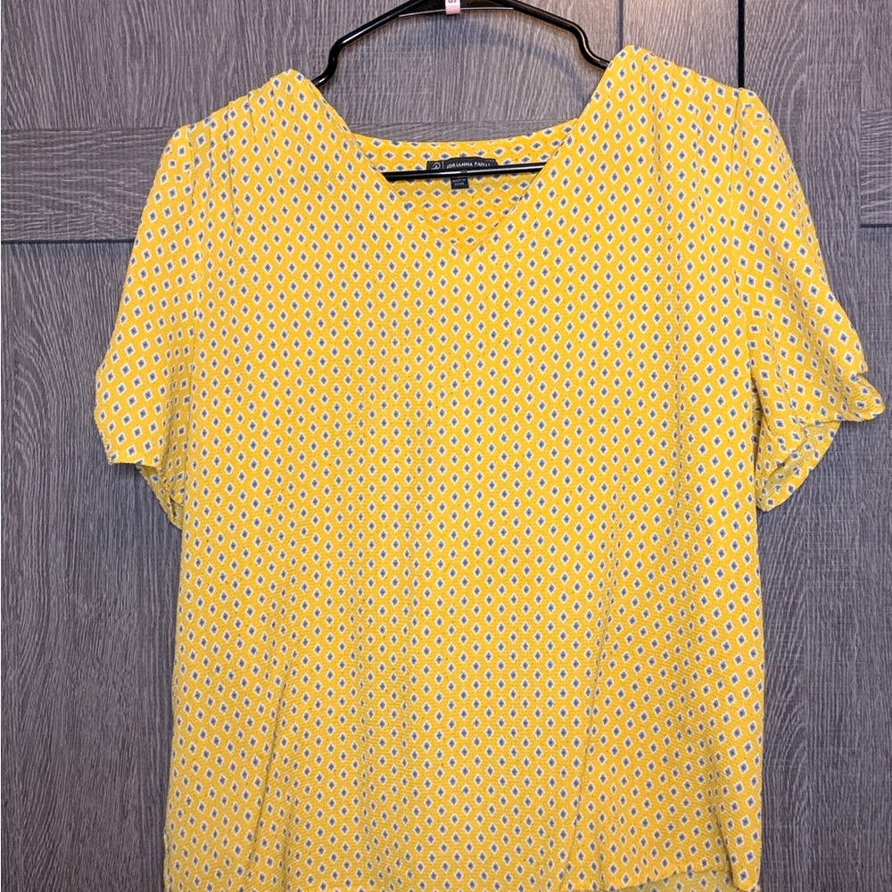 Adrianna Papell Yellow Geometric Blouse